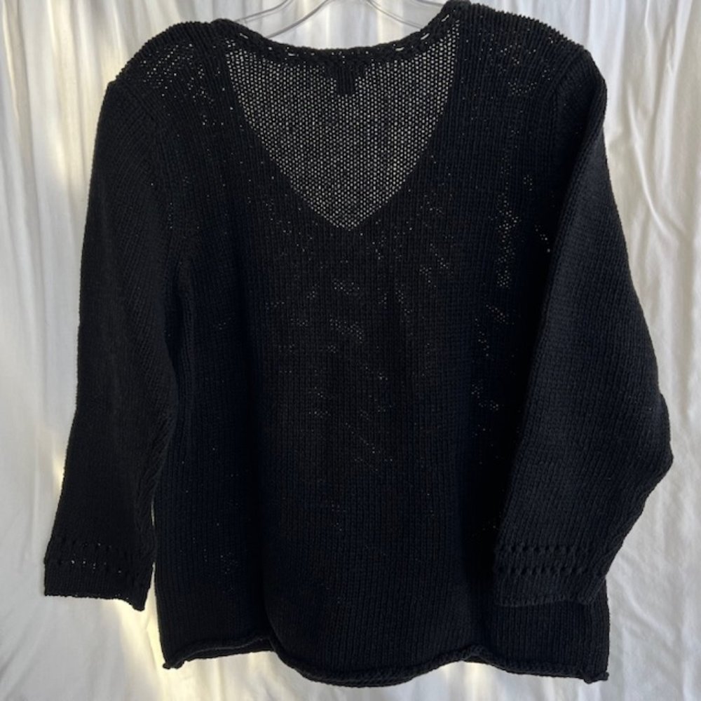 Women's JJill XL Black Knit Openwork Sweater VINTAGE
